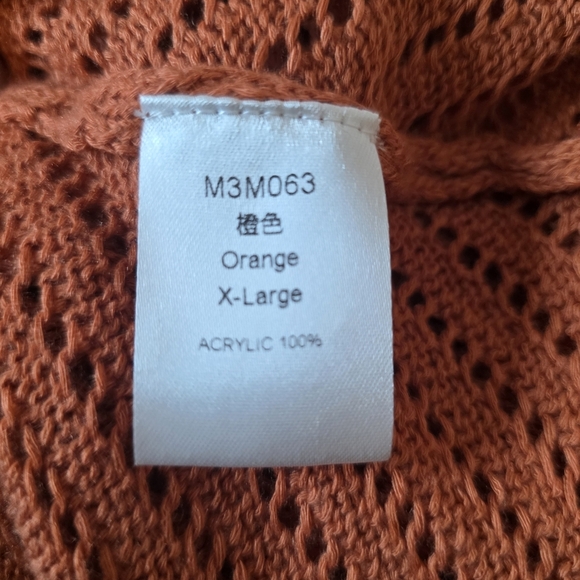 ⭐️40% Off⭐️ Burnt Orange Loose Knit Fringe Cardigan - Picture 7 of 7